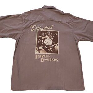 VTG Biker moto-inspired Harley-Davidson Short Sleeve Button-up Shirt Men's XL